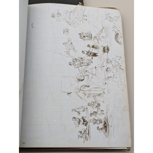 266 - GRAND TOUR SKETCHES: 'Italian Lakes' (so titled to spine), mid-19thc album of pencil sketches, scene... 