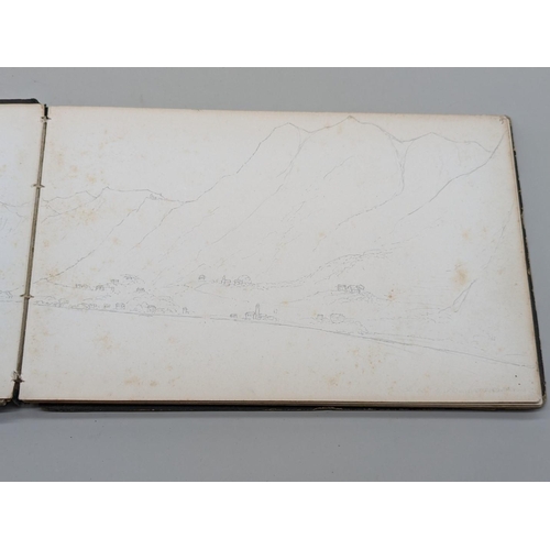 266 - GRAND TOUR SKETCHES: 'Italian Lakes' (so titled to spine), mid-19thc album of pencil sketches, scene... 