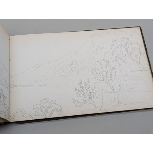 266 - GRAND TOUR SKETCHES: 'Italian Lakes' (so titled to spine), mid-19thc album of pencil sketches, scene... 