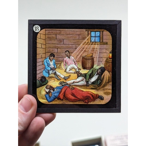 272 - COLOURED LANTERN SLIDES: Uncle Tom's Cabin. Complete, contained in 3 original printed boxes wit... 