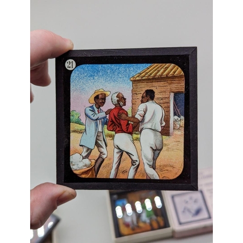 272 - COLOURED LANTERN SLIDES: Uncle Tom's Cabin. Complete, contained in 3 original printed boxes wit... 