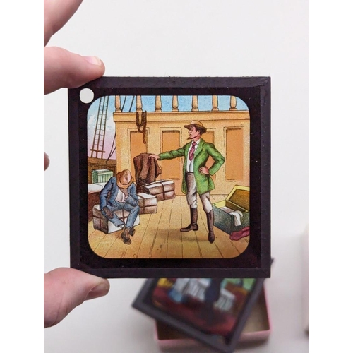 272 - COLOURED LANTERN SLIDES: Uncle Tom's Cabin. Complete, contained in 3 original printed boxes wit... 