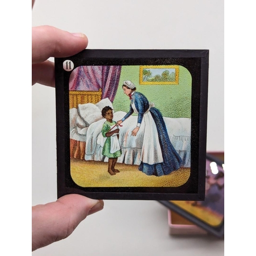 272 - COLOURED LANTERN SLIDES: Uncle Tom's Cabin. Complete, contained in 3 original printed boxes wit... 