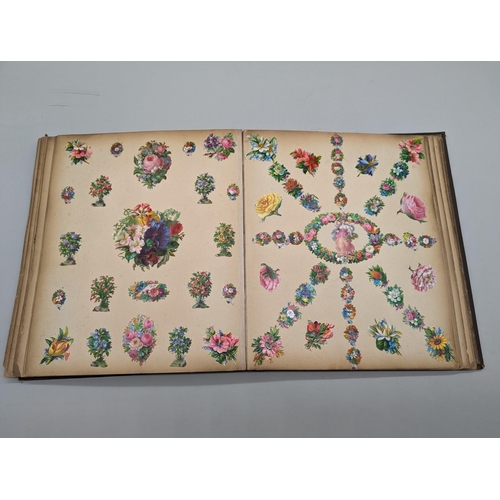 280 - SCRAPBOOK: a Victorian album of chromolithographic scraps and greetings cards, neatly arranged and p... 