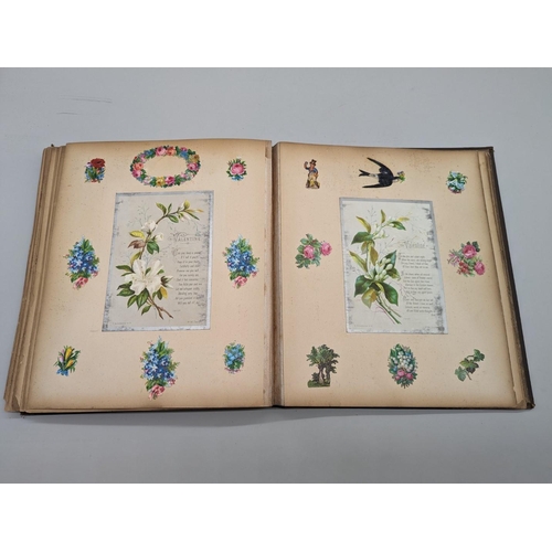 280 - SCRAPBOOK: a Victorian album of chromolithographic scraps and greetings cards, neatly arranged and p... 