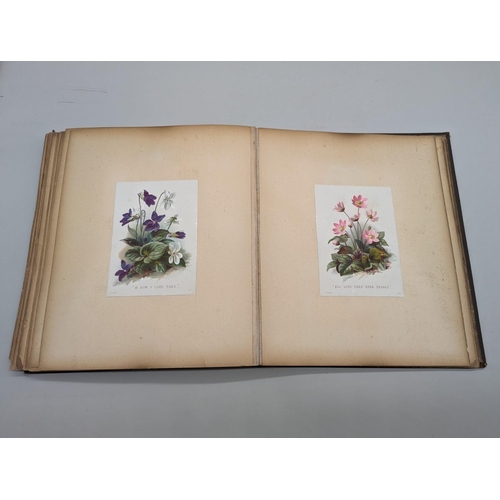 280 - SCRAPBOOK: a Victorian album of chromolithographic scraps and greetings cards, neatly arranged and p... 