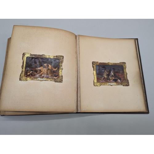 280 - SCRAPBOOK: a Victorian album of chromolithographic scraps and greetings cards, neatly arranged and p... 