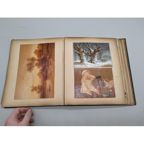 280 - SCRAPBOOK: a Victorian album of chromolithographic scraps and greetings cards, neatly arranged and p... 