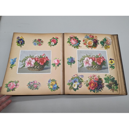 280 - SCRAPBOOK: a Victorian album of chromolithographic scraps and greetings cards, neatly arranged and p... 