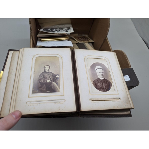 284 - PHOTOGRAPHY: a mixed lot, mainly 19thc inc. CDV and cabinet cards, portraits and group photogra... 