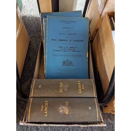 308 - VACCINATION REPORTS: 3 parts, disbound in wrappers: plus bound vols 'The Lancet' 1831-32, for sale w... 