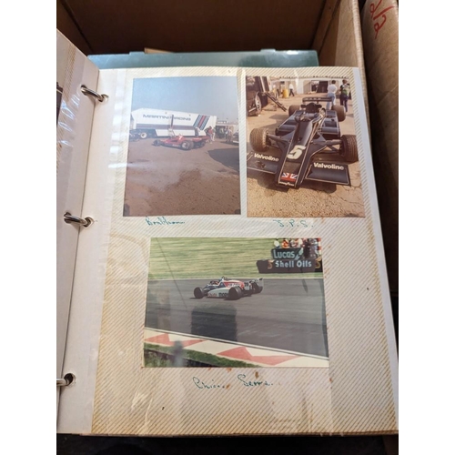 311 - CINE SLIDES: a quantity in 2 boxes; to include F1 photos, mostly 1970s and a RAF golf album.... 