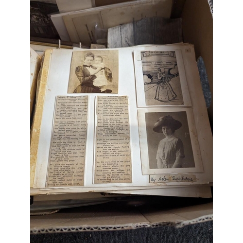 328 - MISC BOOKS & EPHEMERA: a quantity in box, to include 20thc album of mounted letters and photogra... 