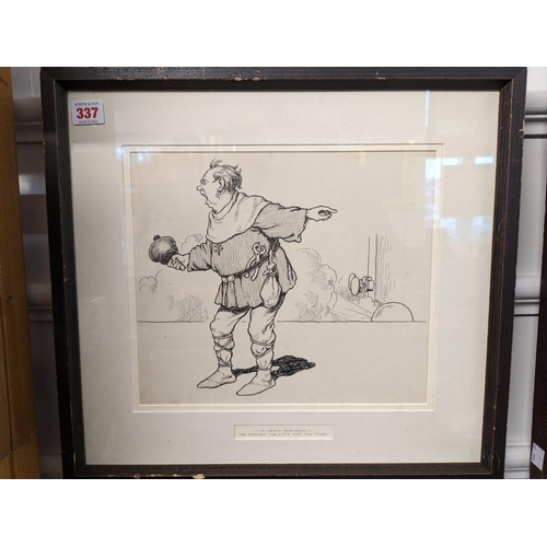 337 - HEATH ROBINSON (William): 'He Arrived Too Late for the Train..': original pen and ink illustration, ... 