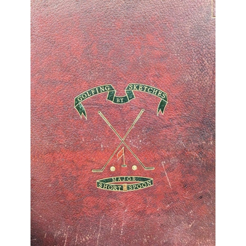 340 - GOLFING SKETCHES BY MAJOR SHORT SPOON (so titled to upper cover): large looseleaf folio, heavy ... 