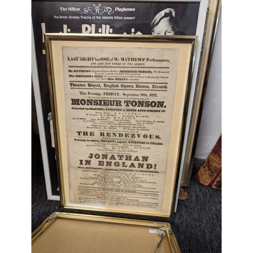 341 - GEORGIAN PLAYBILLS: a group of 4, 1830s period, each framed and glazed, including 'Signor Pagan... 