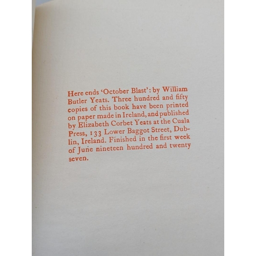 35 - YEATS (William Butler): 'October Blast..': Dublin, Cuala Press, 1927: one of 350 copies, includ... 