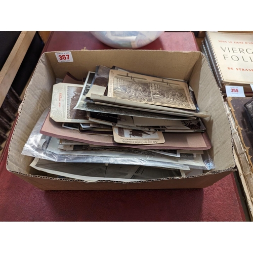 357 - PHOTOGRAPHS: a mixed quantity of 19th-20thc photographic material in small box, including some ... 