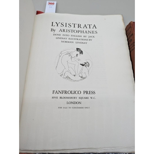 360 - LINDSAY (Norman): 'Lysistrata by Aristophanes...illustrations by Norman Lindsay': London, Fanfrolico... 