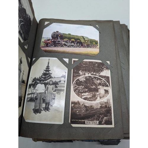 361 - POSTCARD ALBUMS: three albums containing approx 550+ vintage postcards, various types and subje... 