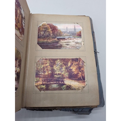 361 - POSTCARD ALBUMS: three albums containing approx 550+ vintage postcards, various types and subje... 