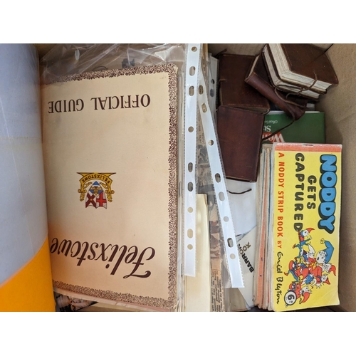 362 - MISC. BOOKS & EPHEMERA: a box, including miniature and Noddy strip books, a few vintage glamour ... 