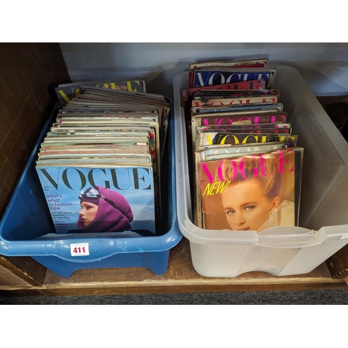 411 - VOGUE MAGAZINE: collection of 113 monthly issues, covering period 1967-2011, original wrappers with ... 