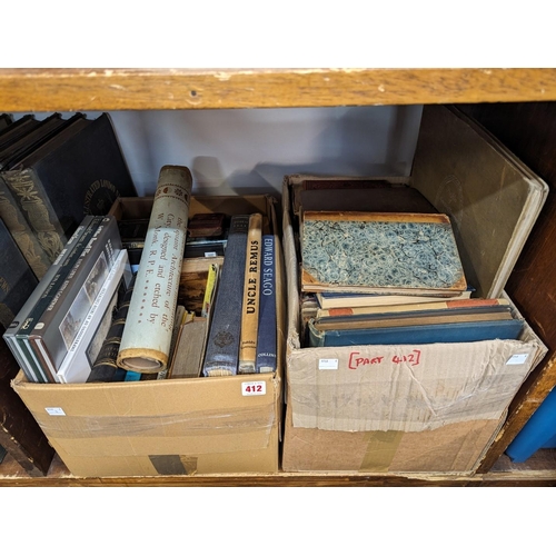 412 - MISCELLANEOUS BOOKS: a quantity in 2 boxes, 19th & 20thc publications, various sizes and bi... 