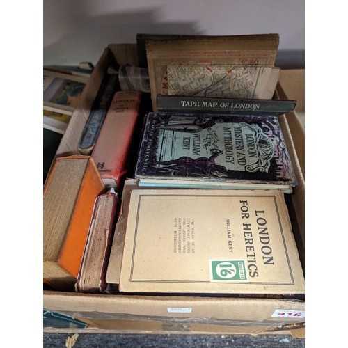 416 - LONDON: a quantity of books in one box, to include Smith & Son's Tape Indicator Map of Lond... 