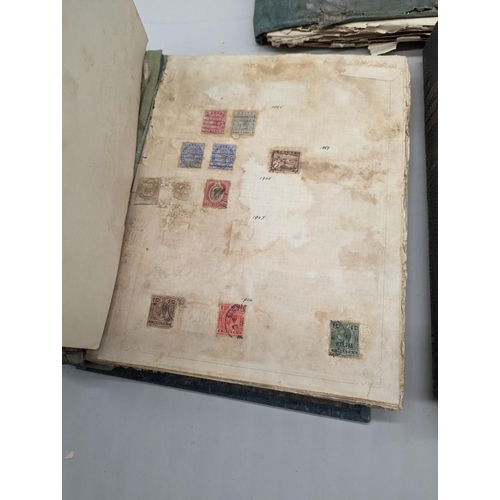 422 - STAMPS: good mainly 19thc world album: plus 2 others similar, heavy damp damage. (3)... 