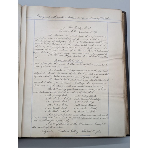 77 - POLO LEDGER: The Stansted Polo Club Book. Stansted, Bishop's Stortford, August 3rd 1892 - May 20th 1... 