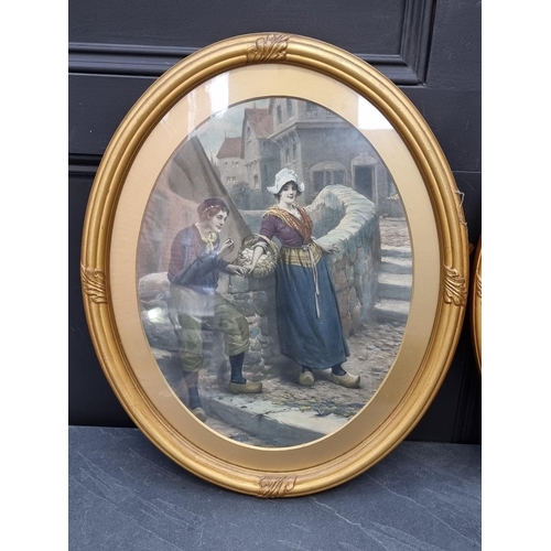 1365 - A pair of gilt framed oval prints, the whole 55 x 45cm. (2)