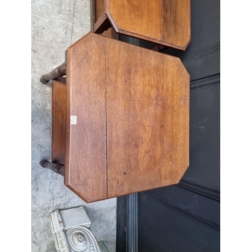 1268 - A late Victorian walnut two tier occasional table, the top 51cm wide; together with another late Vic... 