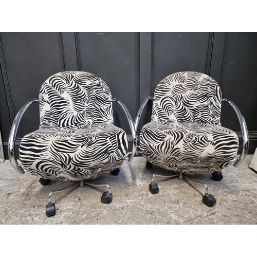 1279 - A pair of '1-2-3 System' armchairs, by Verner Panton for Fritz Hansen, with zebra print upholst... 