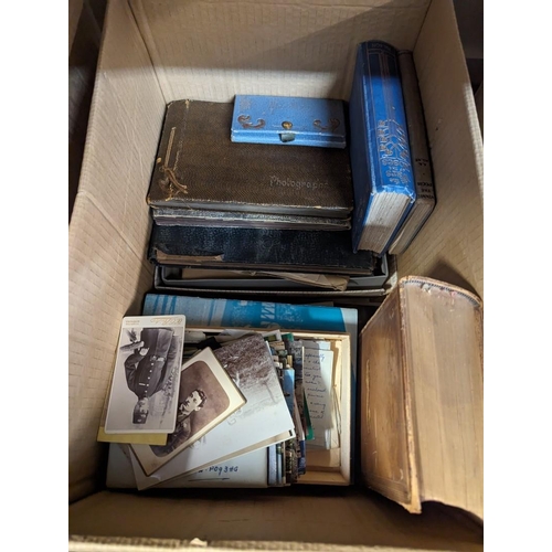 415 - MISCELLANEOUS PHOTOGRAPHY: a quantity in one box, with some books, postcards and correspondence... 