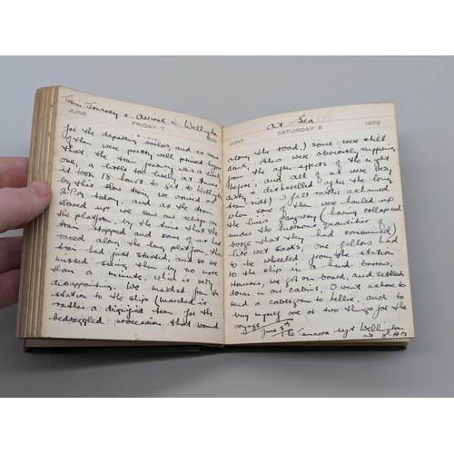 68 - MANUSCRIPT SHIPPING LOG OF A S MORRIS: 3 volumes 1926-29, ms diaries covering journey aboard Ro... 