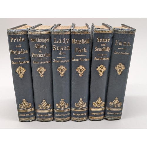 92 - AUSTEN (Jane): (Novels): 6 vols, publishers blind tooled dark green cloth gilt, rubbed with som... 