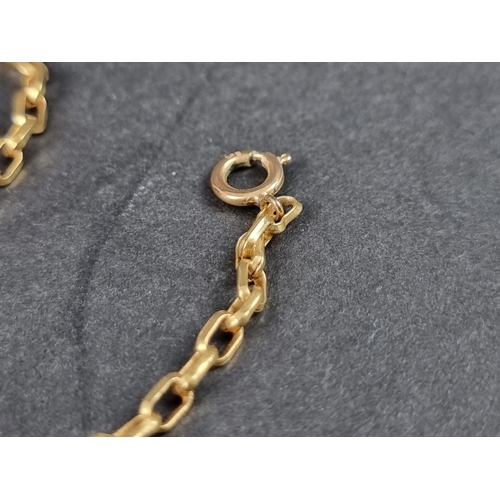 1001 - A yellow metal chain, the clasp stamped '9ct', 93cm long.