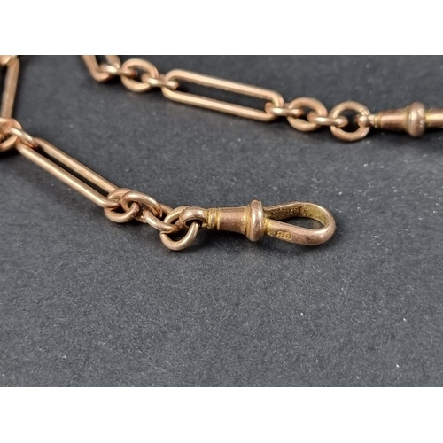 1066 - A yellow metal watch chain, stamped '9/375', 37.5cm long.