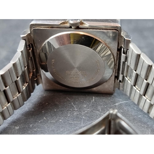 1145 - A 1977 Seiko square 'TV Dial' stainless steel automatic wristwatch, 36mm, Ref. 6309-5030, on or... 