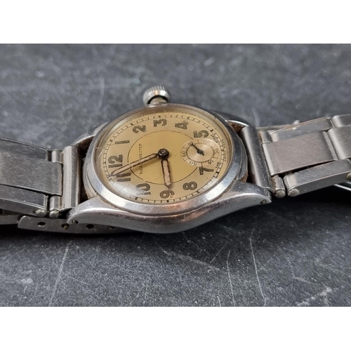 1150 - A 1940s Rolex Oyster stainless steel manual wind wristwatch, 29mm, Ref. 3121, on associated expandin... 