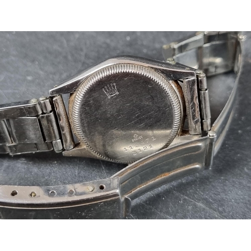 1150 - A 1940s Rolex Oyster stainless steel manual wind wristwatch, 29mm, Ref. 3121, on associated expandin... 