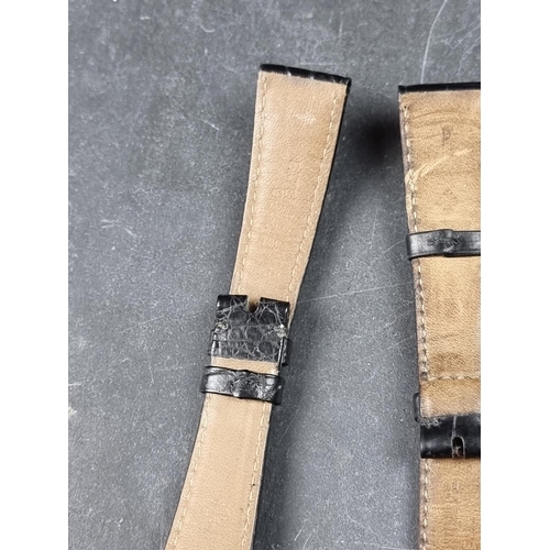 1154 - A group of three Patek Philippe leather watch straps, together with Patek Philippe headed paper and ... 