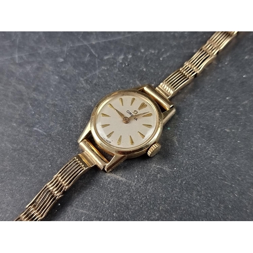 1160 - A vintage Omega 14ct gold manual wind ladies wristwatch, 19mm, Cal. 244, on 9ct gold W. H. Wilmot br... 