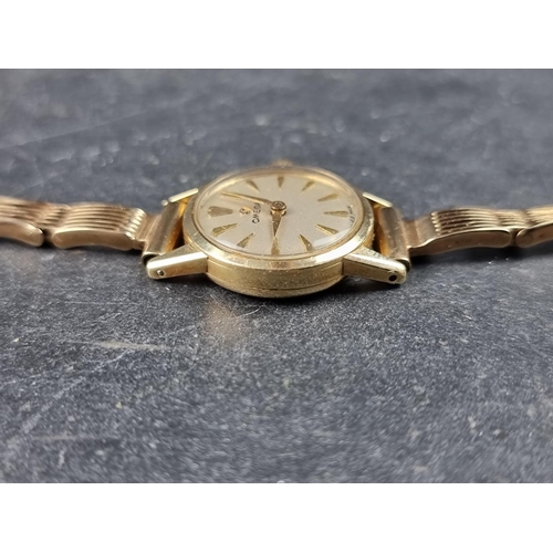 1160 - A vintage Omega 14ct gold manual wind ladies wristwatch, 19mm, Cal. 244, on 9ct gold W. H. Wilmot br... 