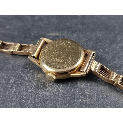 1160 - A vintage Omega 14ct gold manual wind ladies wristwatch, 19mm, Cal. 244, on 9ct gold W. H. Wilmot br... 