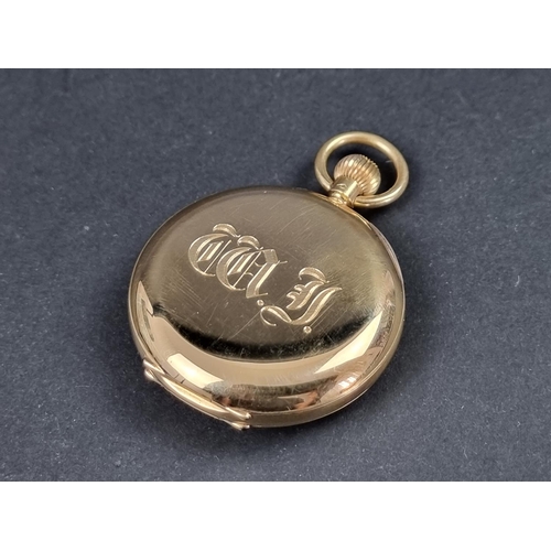 1168 - An 18ct gold half hunter stem wind pocket watch, 49mm, the 3/4 plate movement numbered 403372, Londo... 