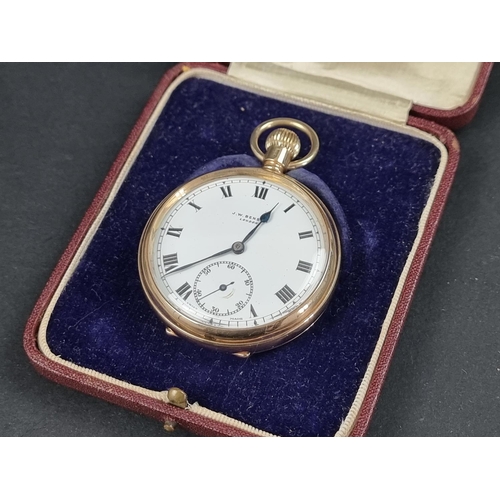 1169 - A 9ct gold stem wind pocket watch, by J W Benson, London 1933, 49mm, in original fitted case.... 