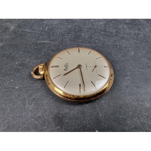 1171 - A Bentima Star gold filled open faced stem wind pocket watch, 44mm, having ETA movement.... 