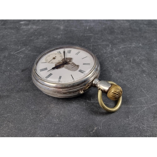 1172 - An early 20th century Longines open faced stem wind pocket watch, stamped 800, 46mm, the white ... 